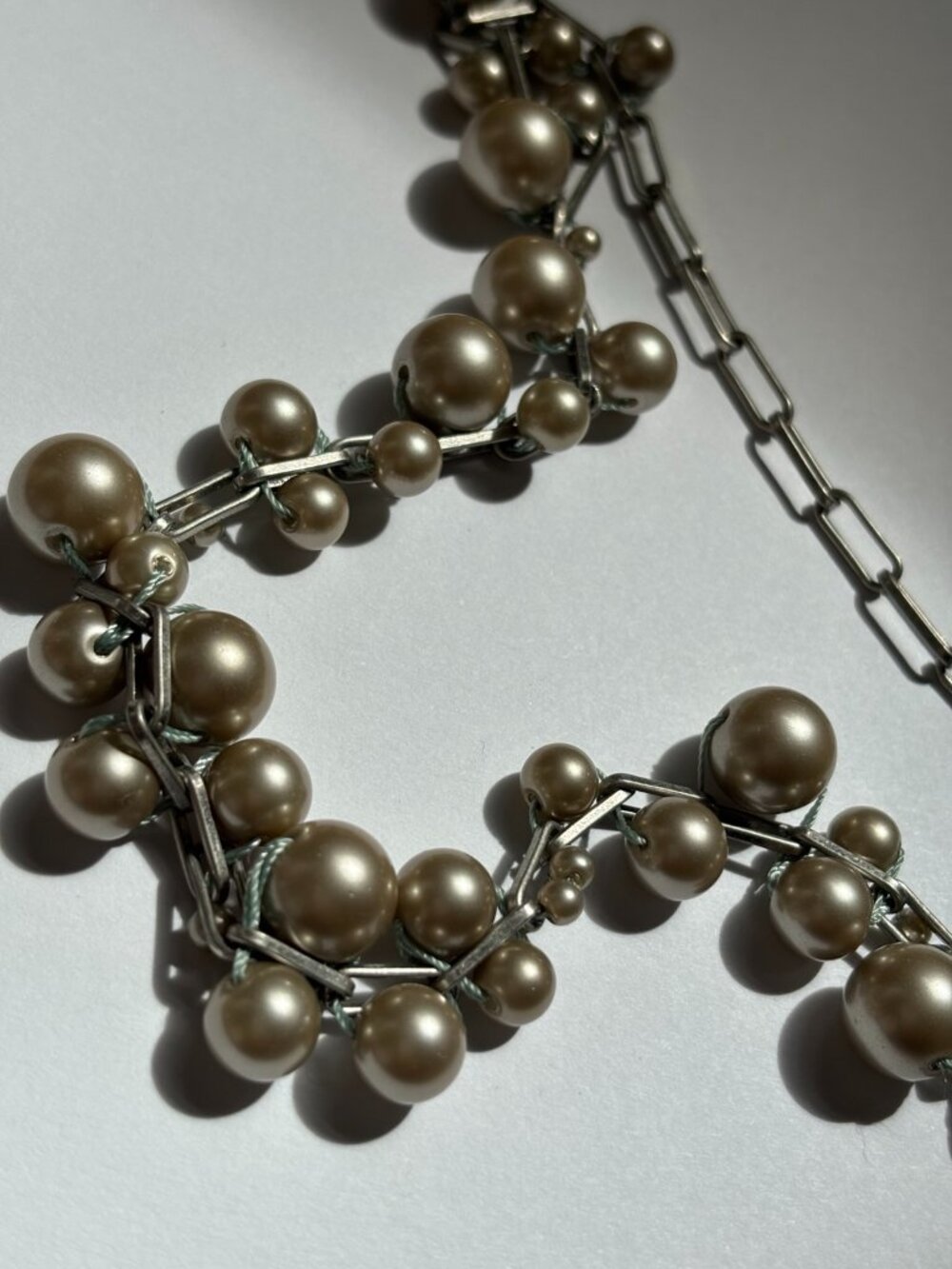 Jcrew Silver Tone Faux Pearl Statement Necklace | Modern Cluster Pearl Necklace